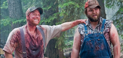 Tucker and Dale stand covered in blood in "Tucker & Dale vs Evil". (Source: http://www.dorkadia.com/2015/08/03/tucker-and-dale/)