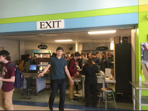 Daniel Pinigin ('18) exits the cafeteria. The subject of a lunch period has led many to think about introducing a block schedule to the school. 