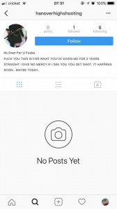 A screenshot of the Instagram account in question. The numbers of accounts that follow and are followed by the account in question have changed over time. 