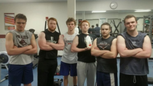 Recent photo of Regular Morning Lifters on March 23. From left to right: Ben Wagner, Robert Putnam, Jack Loftus, Elijah Putnam, Colby Marsh, and Eamon Worden. Chris Robertson is missing from the picture.