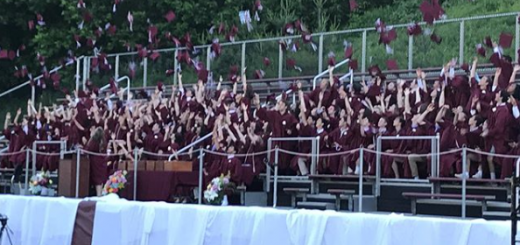 The members of the class of 2018 throw their caps in the air at graduation on June 15. Sarah Bozuwa was the master of ceremonies, while Robbie Barnum and Margaret Parish were the main student speakers. Teacher Hal Bourne was the commencement speaker.